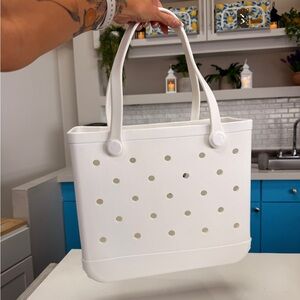 Chic White EVA Waterproof Tote Bag